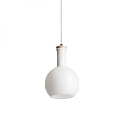 PULIRE RD wisząca  szkło opalowe/drewno/chrom 230V E14 28W