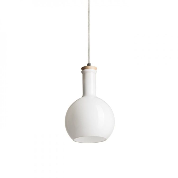 PULIRE RD wisząca  szkło opalowe/drewno/chrom 230V E14 28W