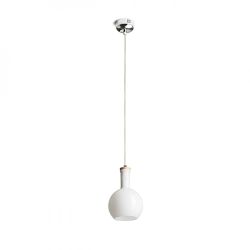 PULIRE RD wisząca  szkło opalowe/drewno/chrom 230V E14 28W