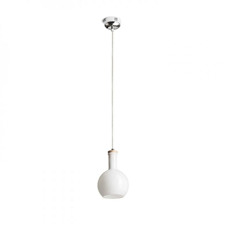 PULIRE RD wisząca  szkło opalowe/drewno/chrom 230V E14 28W