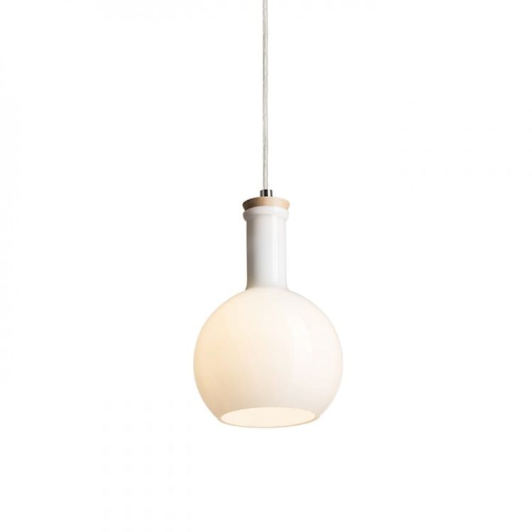 PULIRE RD wisząca  szkło opalowe/drewno/chrom 230V E14 28W
