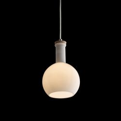 PULIRE RD wisząca  szkło opalowe/drewno/chrom 230V E14 28W