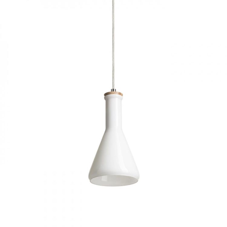 PULIRE CON wisząca  szkło opalowe/drewno/chrom 230V E14 28W