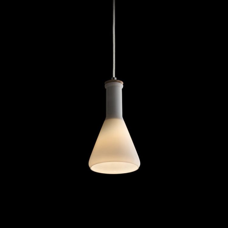 PULIRE CON wisząca  szkło opalowe/drewno/chrom 230V E14 28W