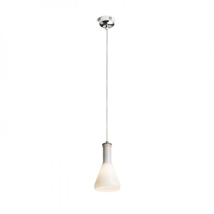 PULIRE CON wisząca  szkło opalowe/drewno/chrom 230V E14 28W