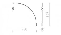 BEND podstawa ścienna łukowa  nikiel mat 230V E27 42W