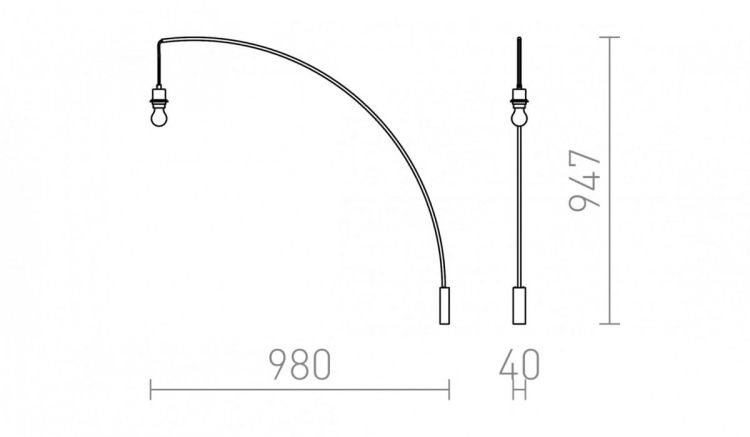 BEND podstawa ścienna łukowa  nikiel mat 230V E27 42W