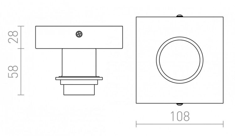 SOLO SQ podstawa sufitowa  chrom 230V E27 53W
