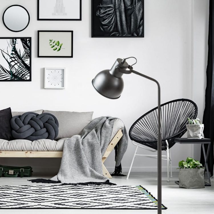 ROSITA podłogowa czarna/złota  230V E27 12W