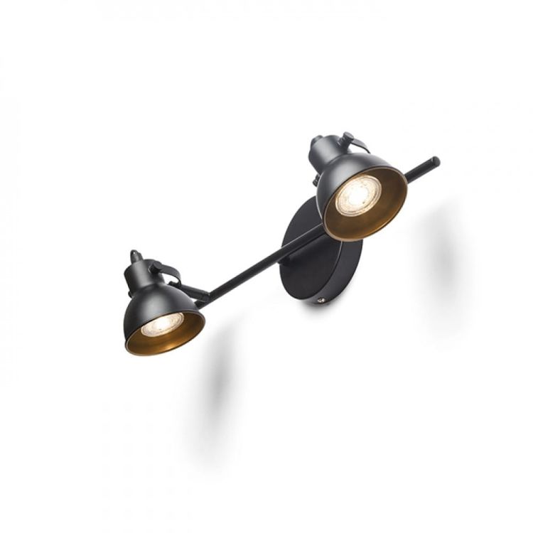 ROSITA II ścienna czarna/złota  230V LED GU10 2x9W