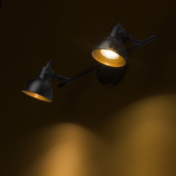 ROSITA II ścienna czarna/złota  230V LED GU10 2x9W