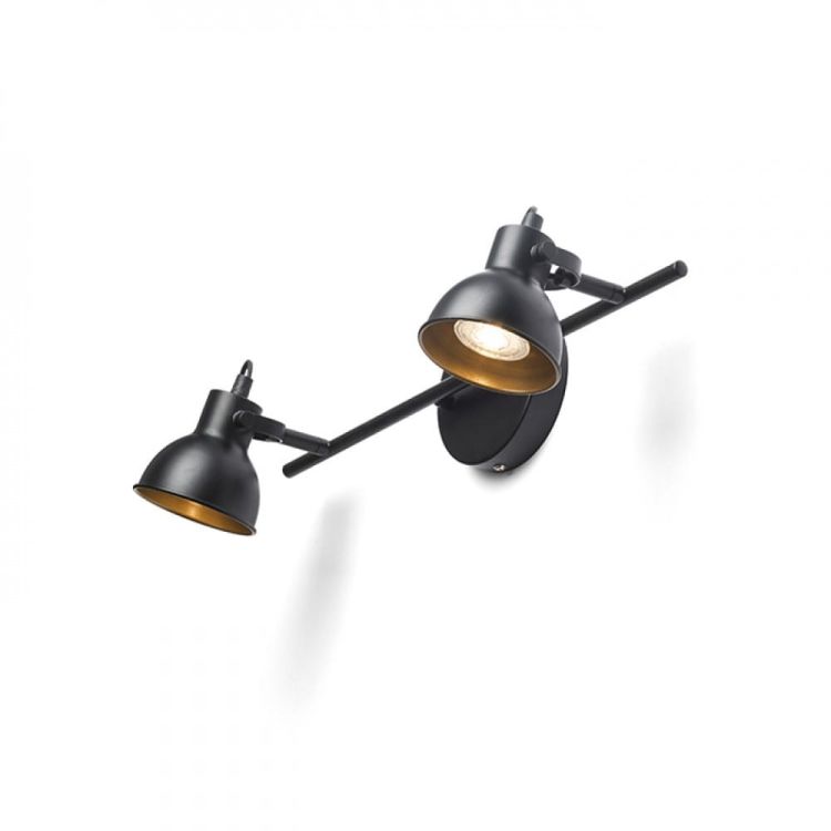 ROSITA II ścienna czarna/złota  230V LED GU10 2x9W