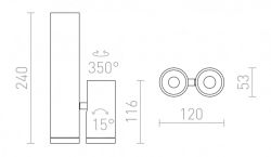 BOGARD TWIN sufitowa  nikiel mat 230V LED 2x5W 40°  3000K