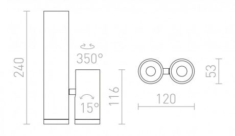 Przejdź do produktu BOGARD TWIN sufitowa  nikiel mat 230V LED 2x5W 40°  3000K