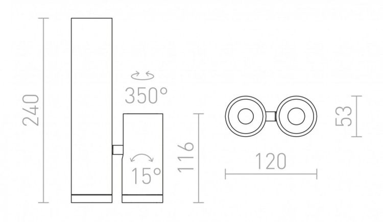 BOGARD TWIN sufitowa  nikiel mat 230V LED 2x5W 40°  3000K