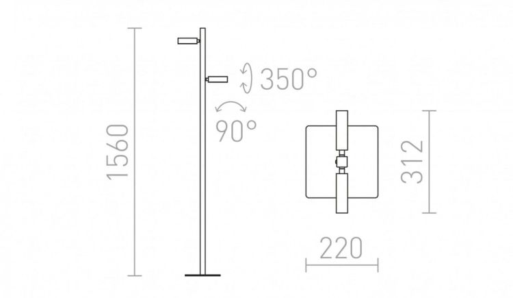 FADO podłogowa czarna  230V LED 2x3W 45°  3000K