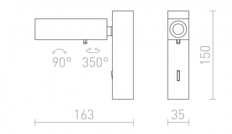 FADO I ścienna czarna  230V LED 3W 45°  4000K