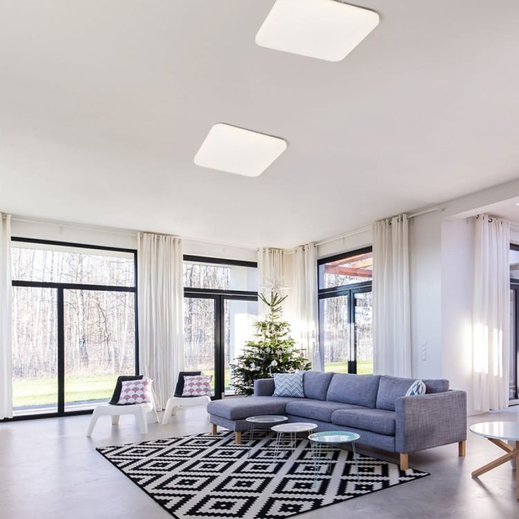 SEMPRE SQ 63 sufitowa z czujnikiem akryl mleczny 230V LED 76W 3000K