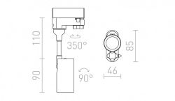 LOLLIPOP do szyny  3-faz czarna  230V LED 8W 40°  3000K