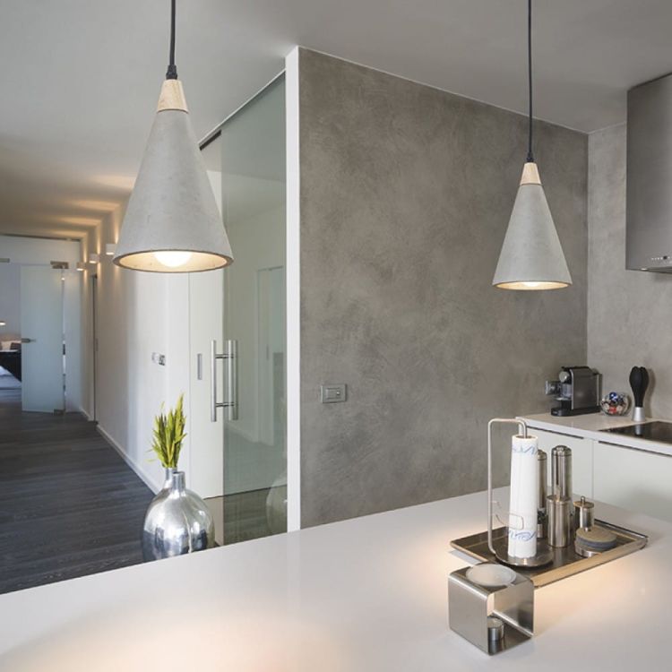 HEIDI wisząca  beton/drewno 230V E27 28W