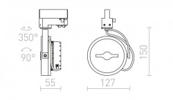 KELLY LED do szyny  3-faz biała  230V LED 12W 24°  3000K
