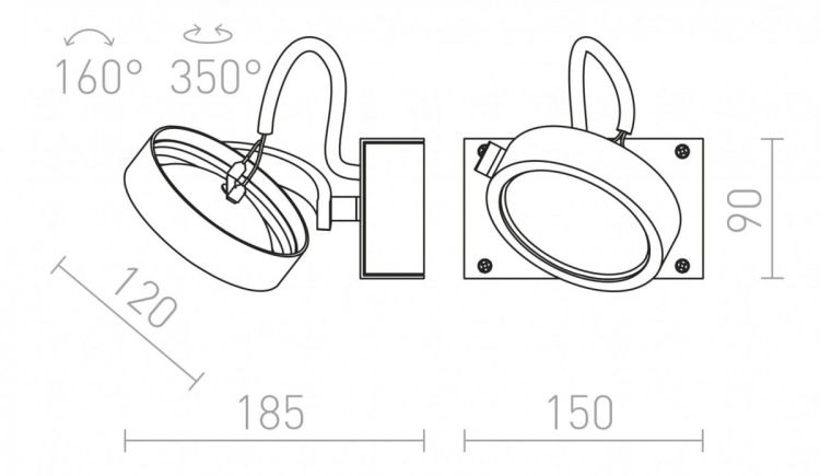 KELLY I ścienna  aluminium szczotkowane 230V/12V G53 50W