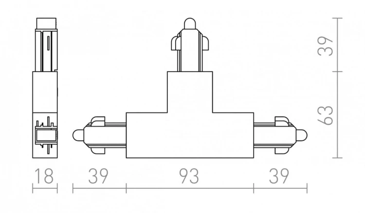 1F T łącznik prawy czarna  230V