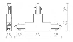 1F T łącznik lewy czarna  230V