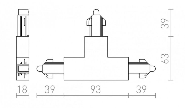 1F T łącznik lewy czarna  230V
