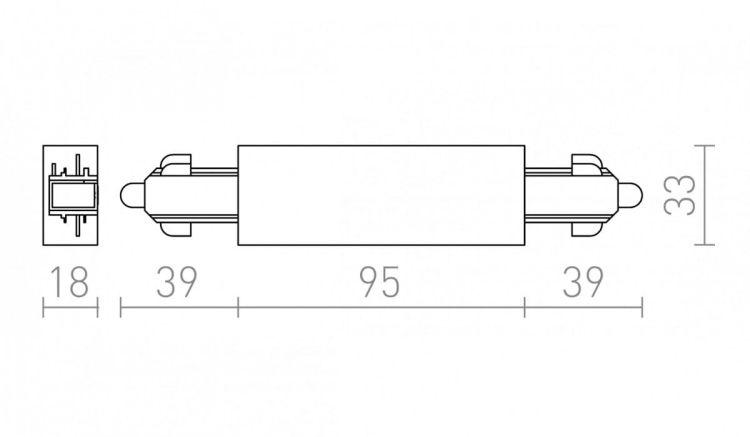 1F łącznik wzdłużny długi z opcją zasilania czarna  230V