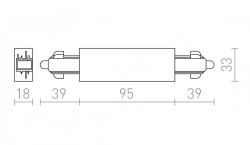 1F łącznik wzdłużny długi z opcją zasilania biała  230V