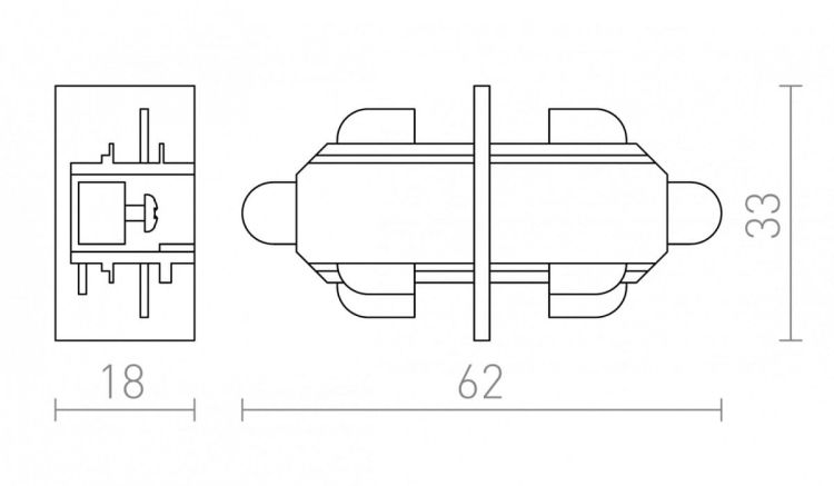 1F łącznik wzdłużny czarna  230V