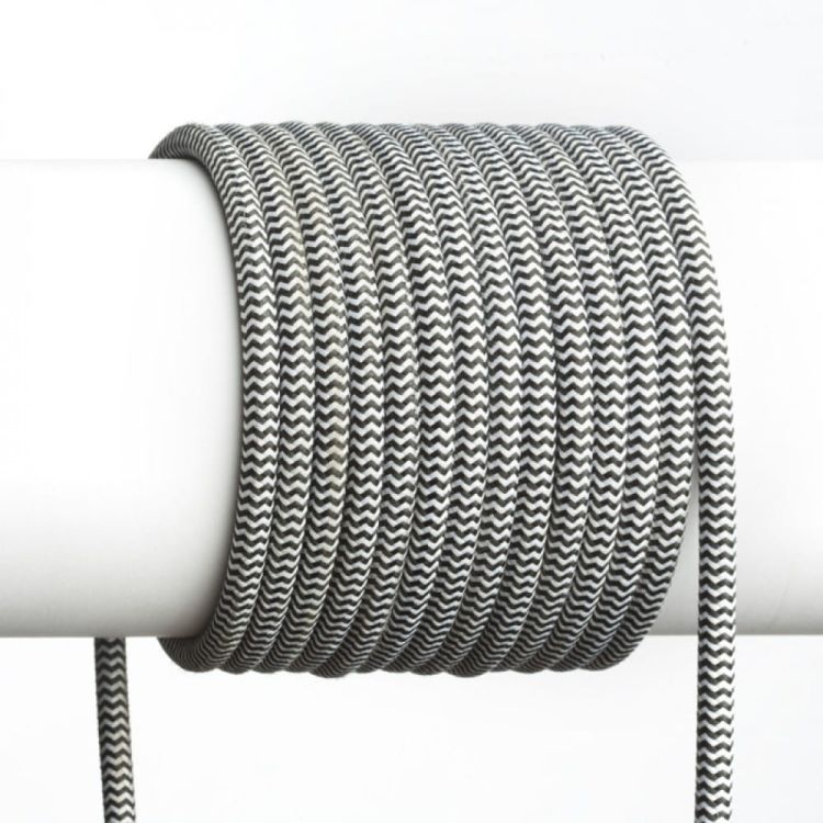 FIT 3x0,75 kabel tekstylny 1 mb czarna/biała