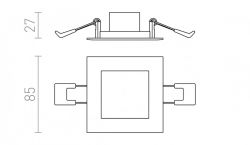 SLENDER SQ 8 wpuszczana  nikiel mat 230V LED 3W  3000K