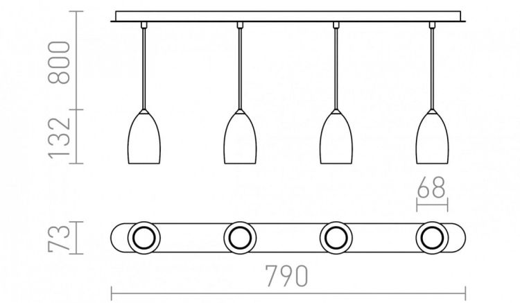 BABADES IV wisząca  chrom 230V GU10 4x35W