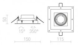 IPSO SQ frameless  biała  230V GU10 50W