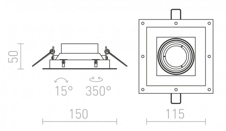 IPSO SQ frameless  biała  230V GU10 50W