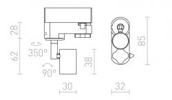 TRICA do szyny  3-faz biała  230V GU10 50W