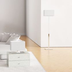 PLAZA podłogowa biała chrom 230V E27 42W