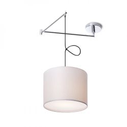 BROADWAY wisząca z ramianiem biała chrom 230V E27 42W