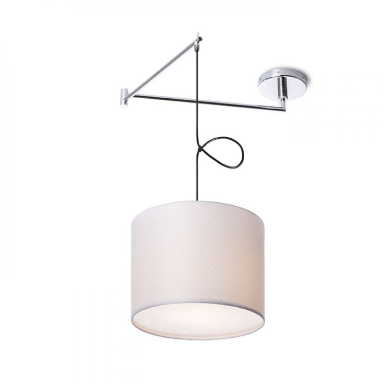 BROADWAY wisząca z ramianiem biała chrom 230V E27 42W