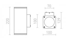 MIZZI SQ II ścienna antracyt  230V LED 2x12W 46° IP54  3000K