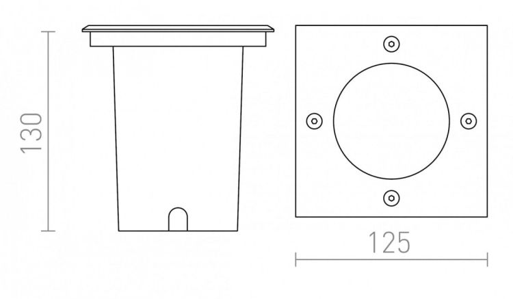 RIZZ SQ 125   stal nierdzewna 230V LED 7W 41° IP67  3000K