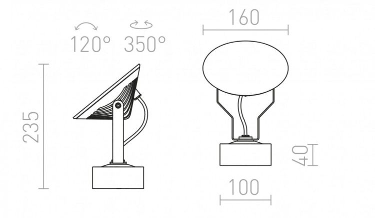 FOX reflektor zewnętrzny antracyt  230V LED 9W 120° IP65  3000K