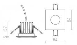 WATERBOY SQ   nikiel mat 230V LED 10W 40° IP65  3000K