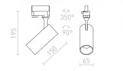 TRAX do szyny  3-faz biała/złota  230V/400mA LED 15W 38°  3000K