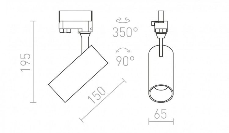 TRAX do szyny  3-faz biała/złota  230V/400mA LED 15W 38°  3000K