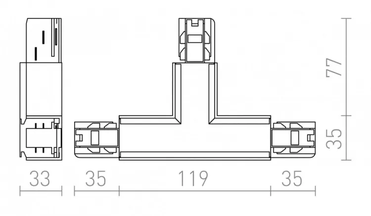 EUTRAC T łącznik lewy biała  230V