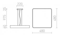 MENSA SQ 48 wisząca  aluminium szczotkowane 230V LED 56W  3000K