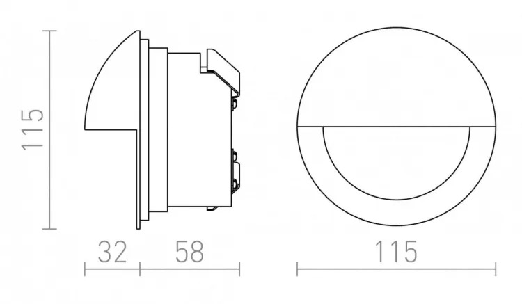 ASTERIA wpuszczana srebrno-szara  230V LED 3W IP54  3000K